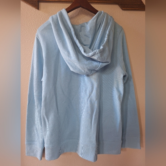 Adidas Light Blue Trefoil Hoodie Sweatshirt Size S Cotton Logo Unisex Oversized - Picture 6 of 6